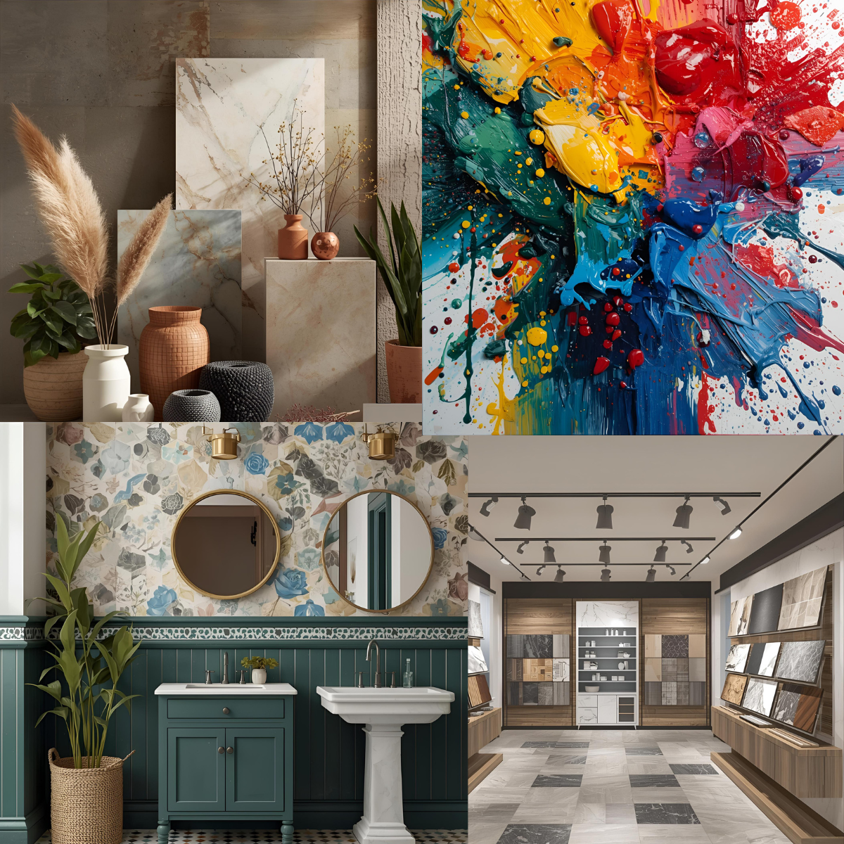 color paints, tiles