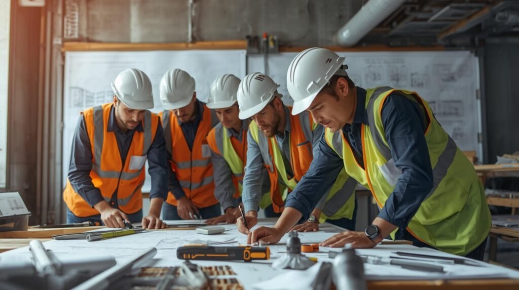 make a image where to show the construction services with trust, and professional