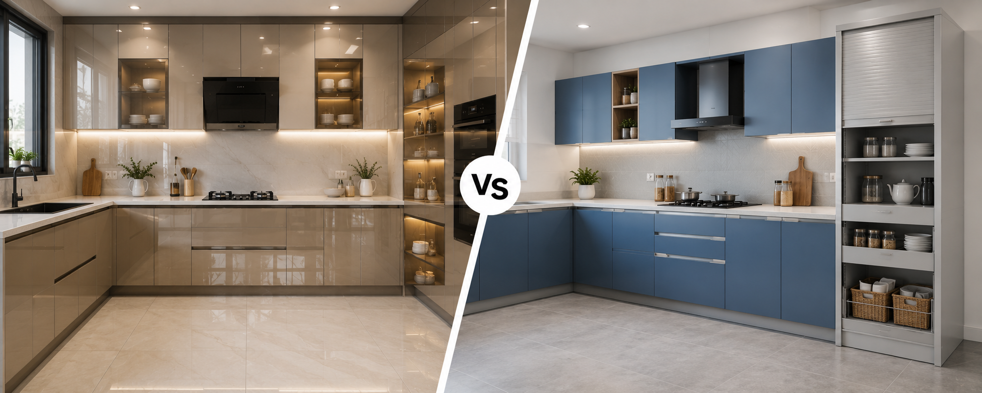 Acrylic vs PVC Modular Kitchen